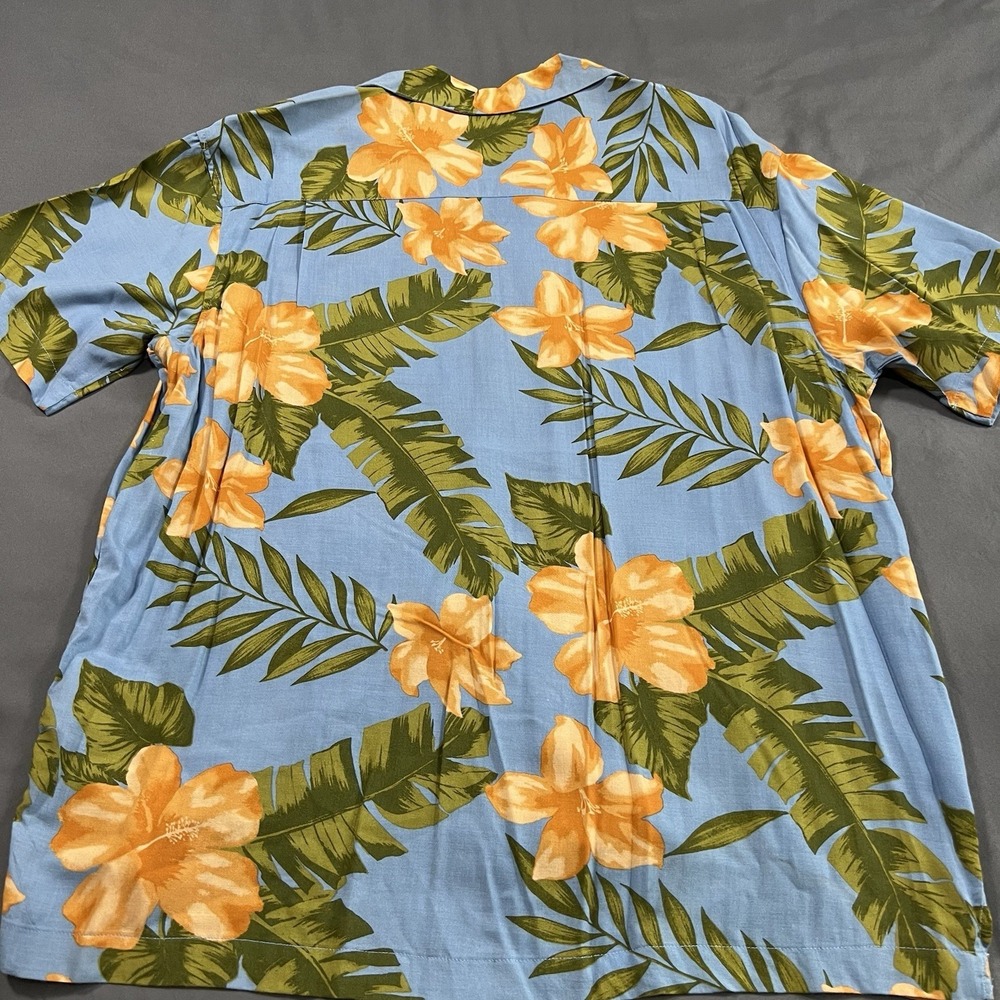 Panama Jack Hawaiian Shirt Blue/Orange Tropical Print S/S Button Men's Size XL - Picture 6 of 6